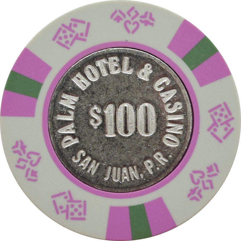 Palm Hotel Casino San Juan Puerto Rico $100 Coin Inlay Chip