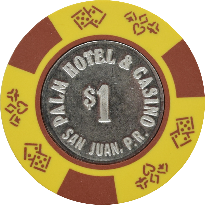 Palm Hotel Casino San Juan Puerto Rico $1 Coin Inlay Chip