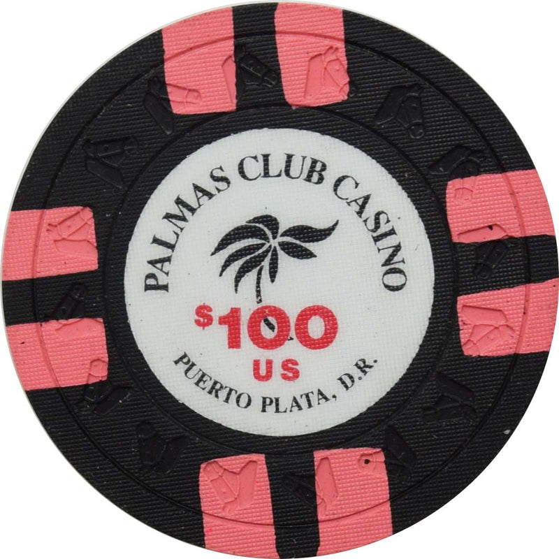 Palmas Club Casino Puerto Plata Dominican Republic $100 Pink Edge Spots Chip