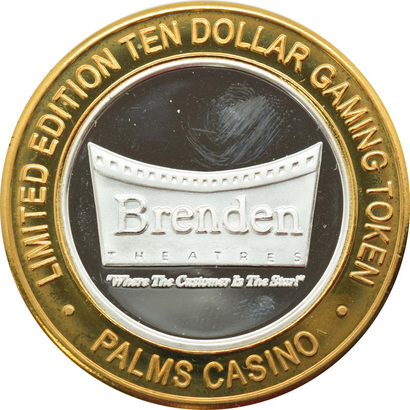 Palms Casino Las Vegas "Brenden Theatres" $10 Silver Strike .999 Fine Silver 2003