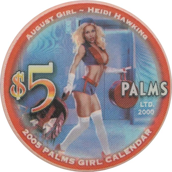 Palms Casino Las Vegas Nevada $5 Miss August Calendar Girl Chip 2005