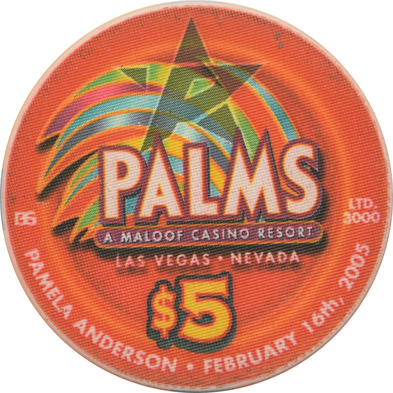 Palms Playboy Club Casino Las Vegas Nevada $5 Pamela Anderson Cowgirl Red Text Chip 2005