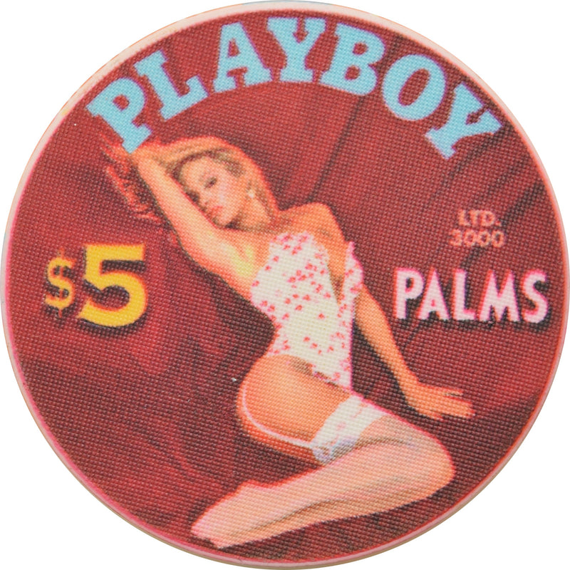 Palms Playboy Club Casino Las Vegas Nevada $5 Pamela Anderson Blue Text Chip 2005