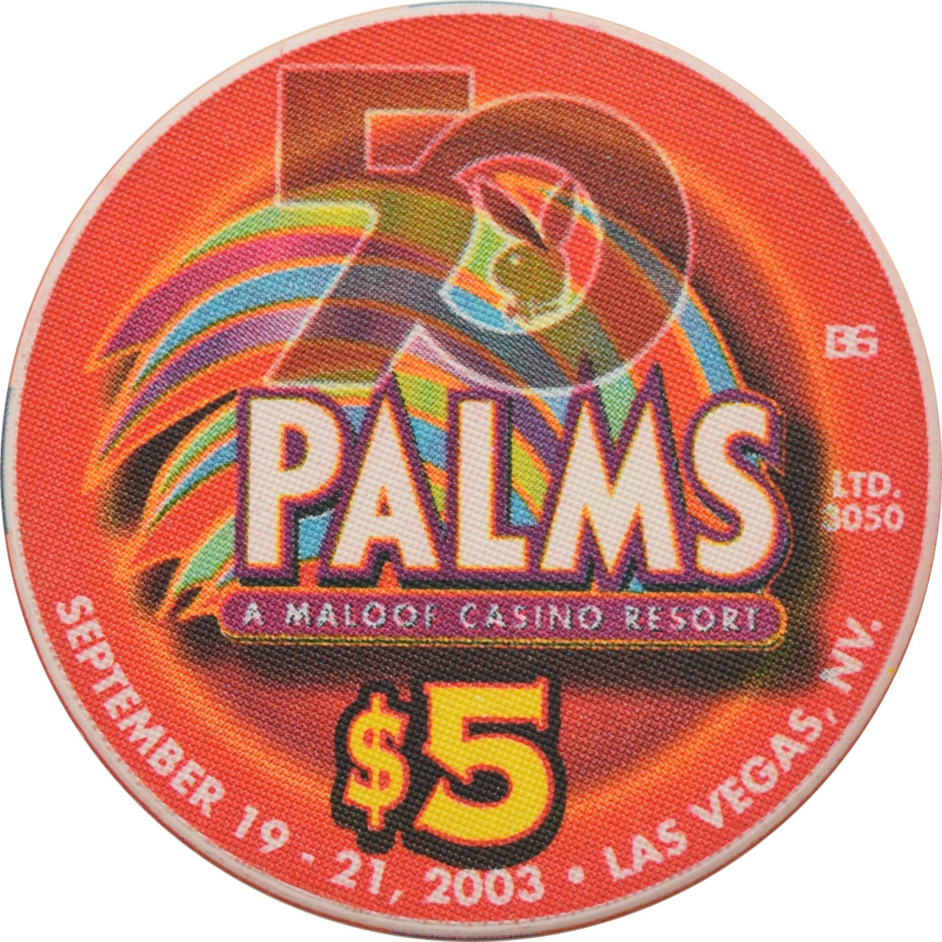 Palms Playboy Club Casino Las Vegas Nevada $5 50th Rabbit Head Chip 2003