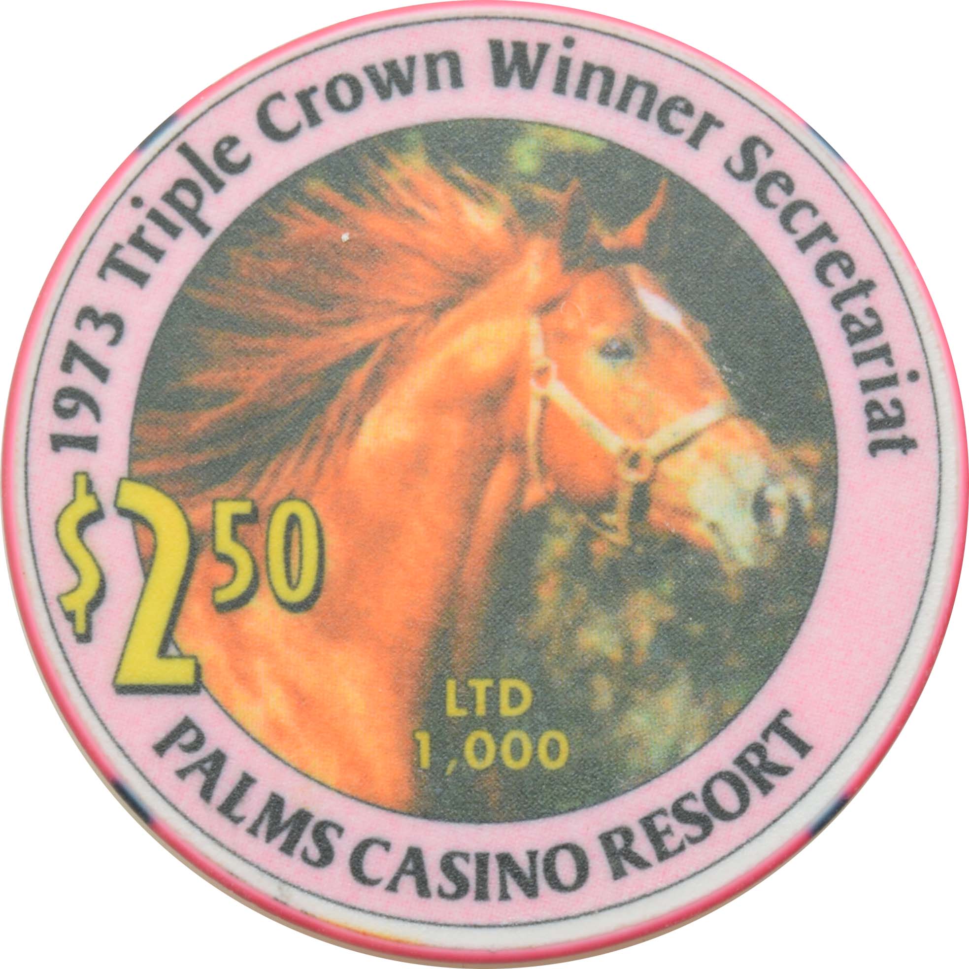 Palms Casino Las Vegas Nevada $2.50 Secretariat Triple Crown Winner 1973 Chip 2002