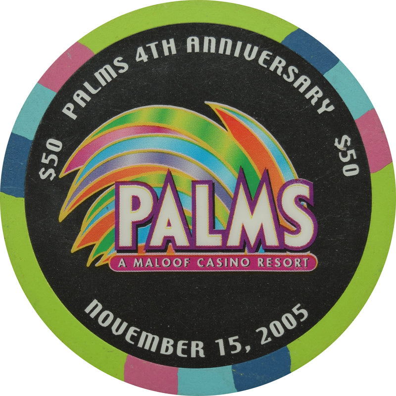 Palms Playboy Club Casino Las Vegas Nevada $50 4th Anniversary Chip 2005 (49mm)