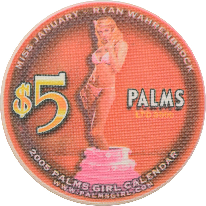 Palms Casino Las Vegas Nevada $5 Miss January Calendar Girl Chip 2005