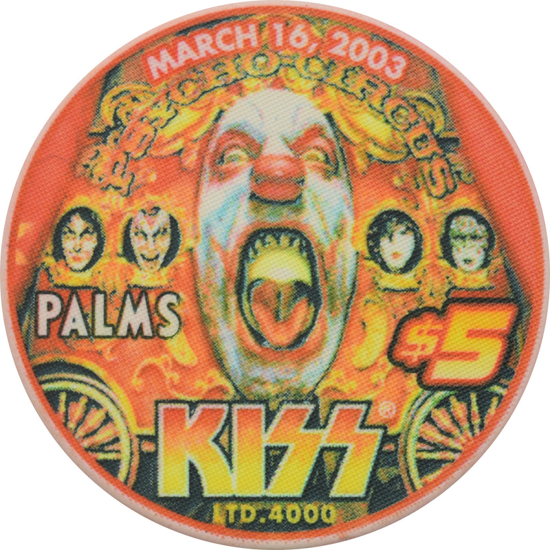 Palms Casino Las Vegas Nevada $5 KISS - Psycho Circus Chip 2003