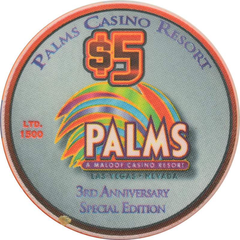 Palms Casino Las Vegas Nevada $5 3rd Anniversary Three's Company Chip 2004