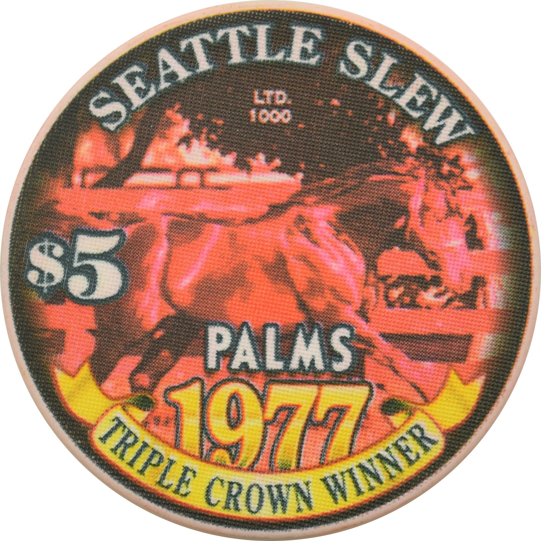 Palms Casino Las Vegas Nevada $5 Triple Crown Winner Seattle Slew Chip 2003