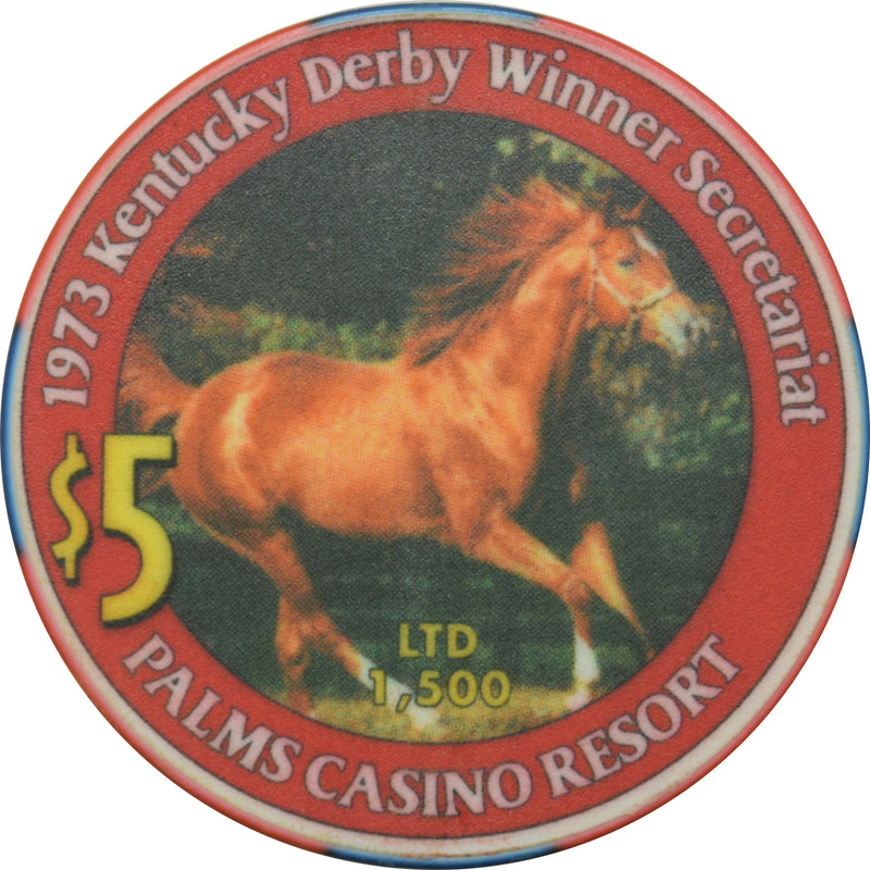 Palms Casino Las Vegas Nevada $5 1973 Kentucky Derby Winner Secretariat Chip 2002