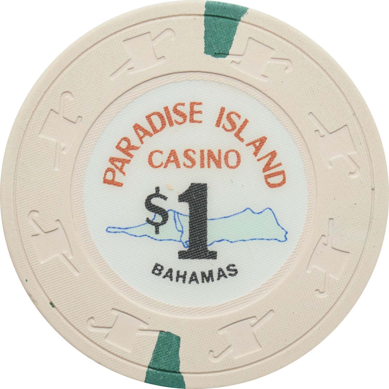 Paradise Island Casino Paradise Island Bahamas $1 Chip (2 Green Edgespots)