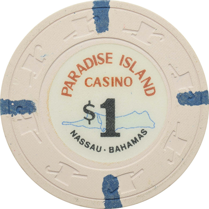 Paradise Island Casino Paradise Island Bahamas $1 Chip (4 Blue Edgespots)