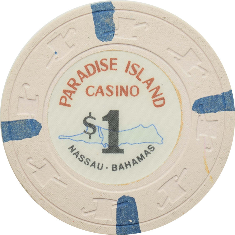 Paradise Island Casino Paradise Island Bahamas $1 Chip (4 Blue Edgespots)