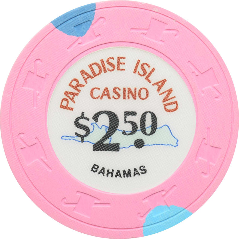 Paradise Island Casino Paradise Island Bahamas $2.50 Chip (1 Blue 1 Navy Edgespot)