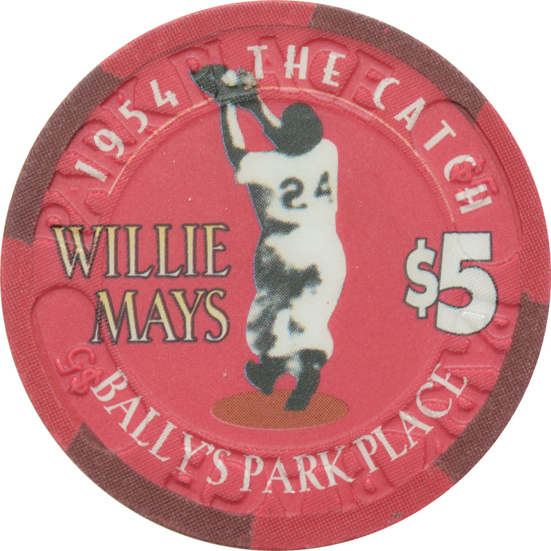 Bally's Park Place Casino Atlantic City New Jersey $5 Willie Mays Chip (1954 World Series - The Catch)