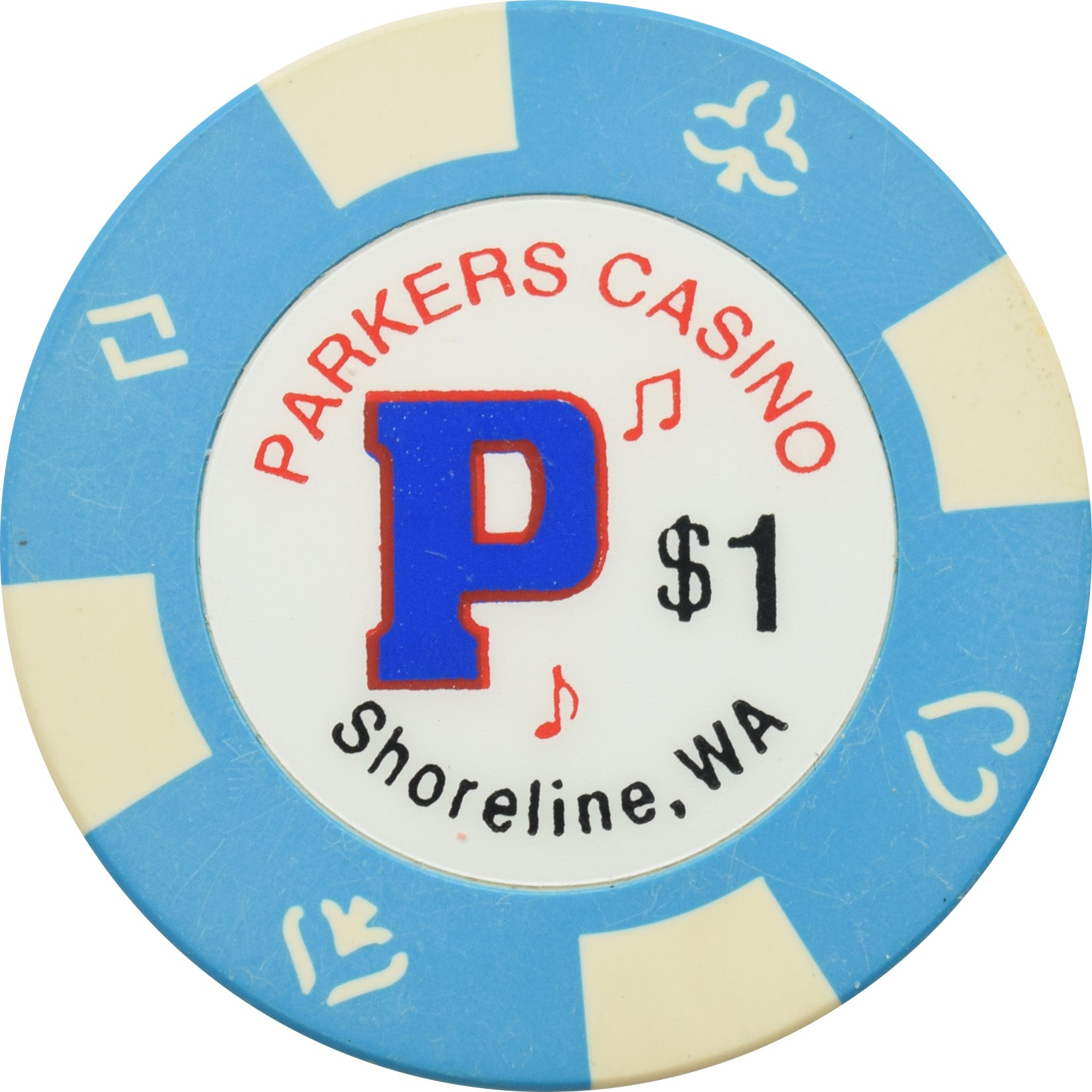 Parkers Casino Shoreline Washington $1 Chip