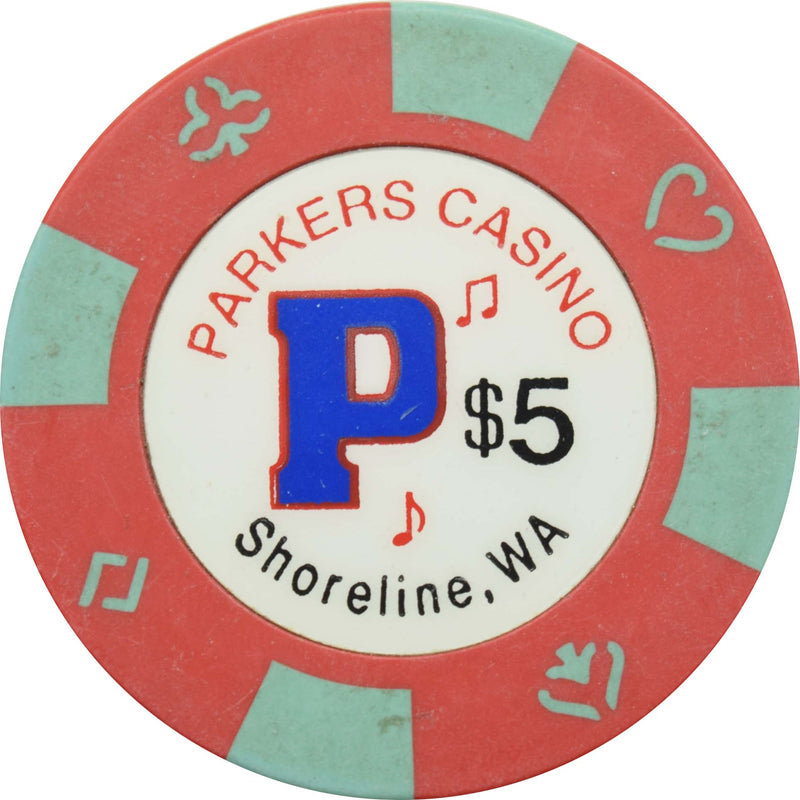 Parkers Casino Shoreline Washington $5 Chip