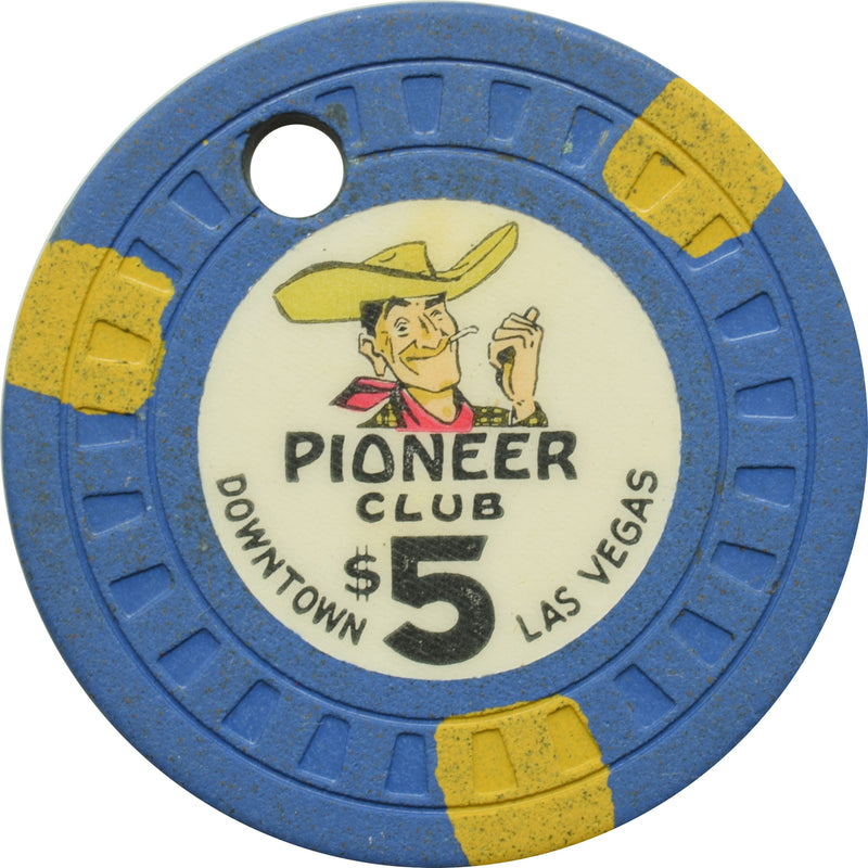 Pioneer Club Casino Las Vegas Nevada $5 Cancelled Chip 1950s