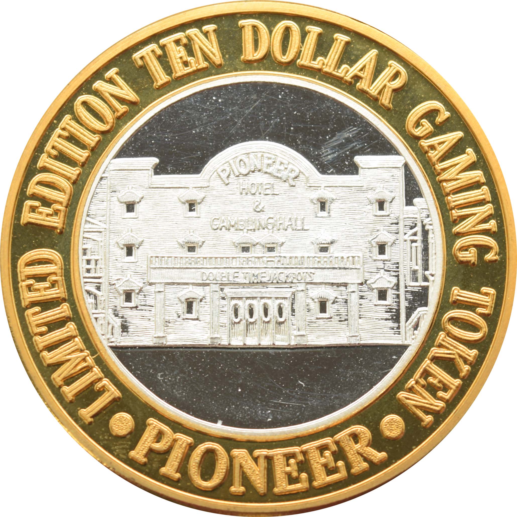 Pioneer Hotel & Gaming Hall Casino Laughlin "Pioneer Casino Building" $10 Silver Strike .999 Fine Silver 1994