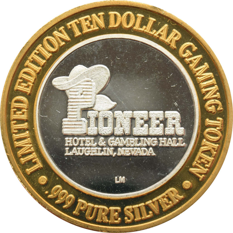 Pioneer Hotel & Gaming Hall Casino Laughlin "Pioneer Casino Building" $10 Silver Strike .999 Fine Silver 1994