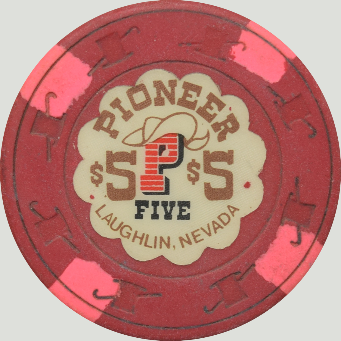 Pioneer Gambling Hall Casino Laughlin Nevada $5 Chip 1983