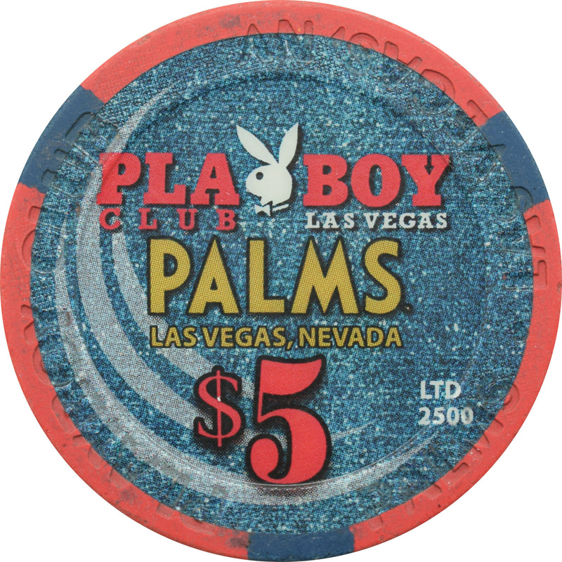 Palms Playboy Club Casino Las Vegas Nevada $5 Farrah Fawcett Blue Dress Chip 2009