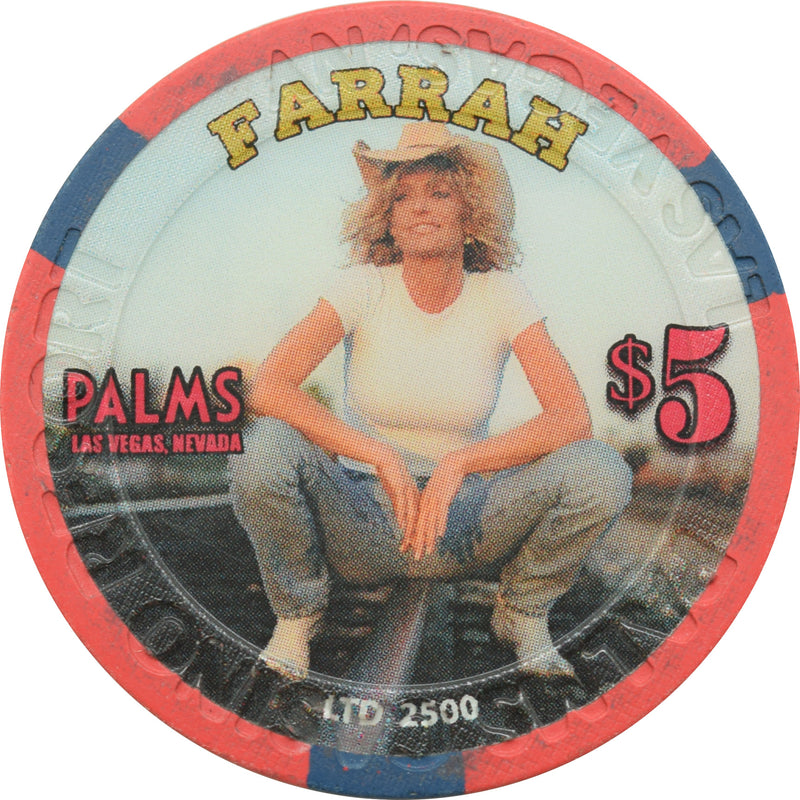 Palms Playboy Club Casino Las Vegas Nevada $5 Farrah Fawcett Hat Chip 2009