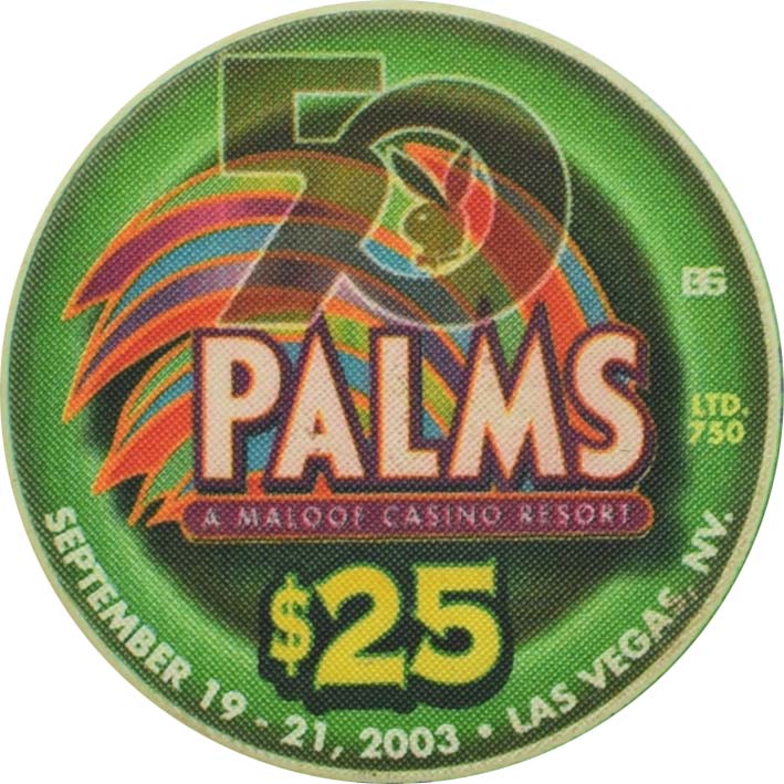 Palms Playboy Club Casino Las Vegas Nevada $25 Playboy 50th October 2001 Chip 2003