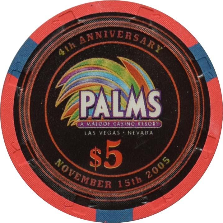 Palms Playboy Club Casino Las Vegas Nevada $5 4th Anniversary & Playboy Chip 2005