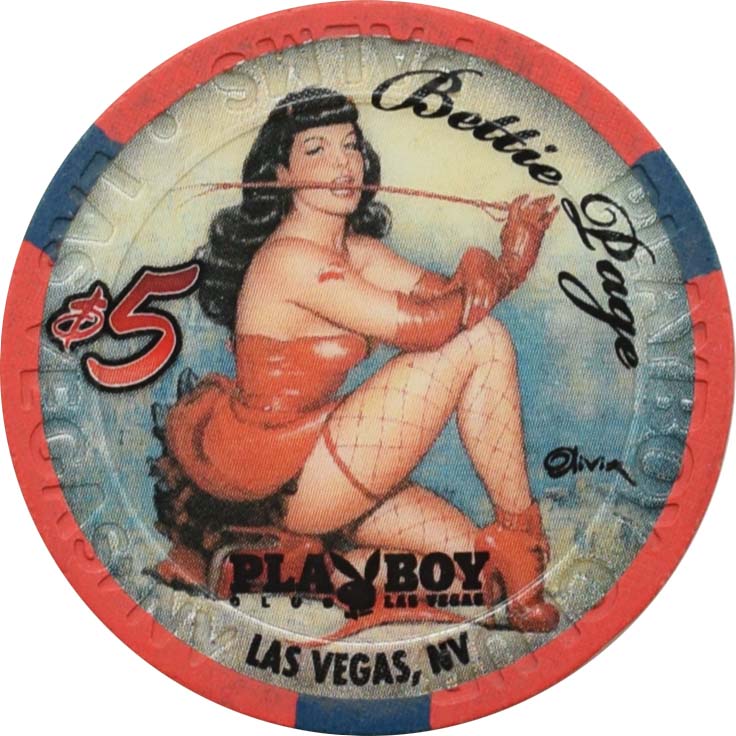 Palms Playboy Club Casino Las Vegas Nevada $5 Bettie Page - Sitting Chip 2009