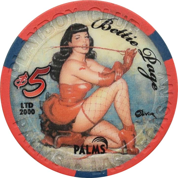 Palms Playboy Club Casino Las Vegas Nevada $5 Bettie Page - Sitting Chip 2009