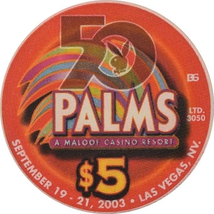 Palms Playboy Club Casino Las Vegas Nevada $5 Playboy 50th Hefner Chip 2003