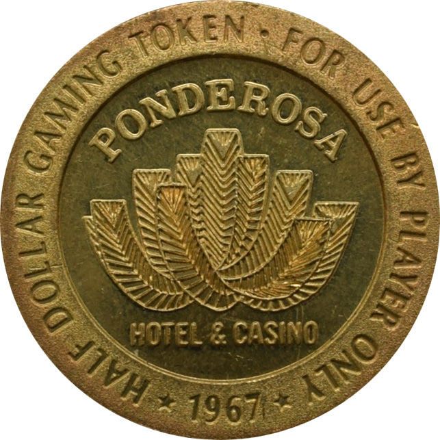 Ponderosa Hotel & Casino Reno Roll of 20 - 50 Cent Tokens 1967