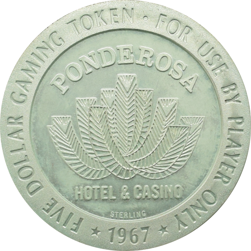Ponderosa Casino Reno Nevada $5 Token 1967