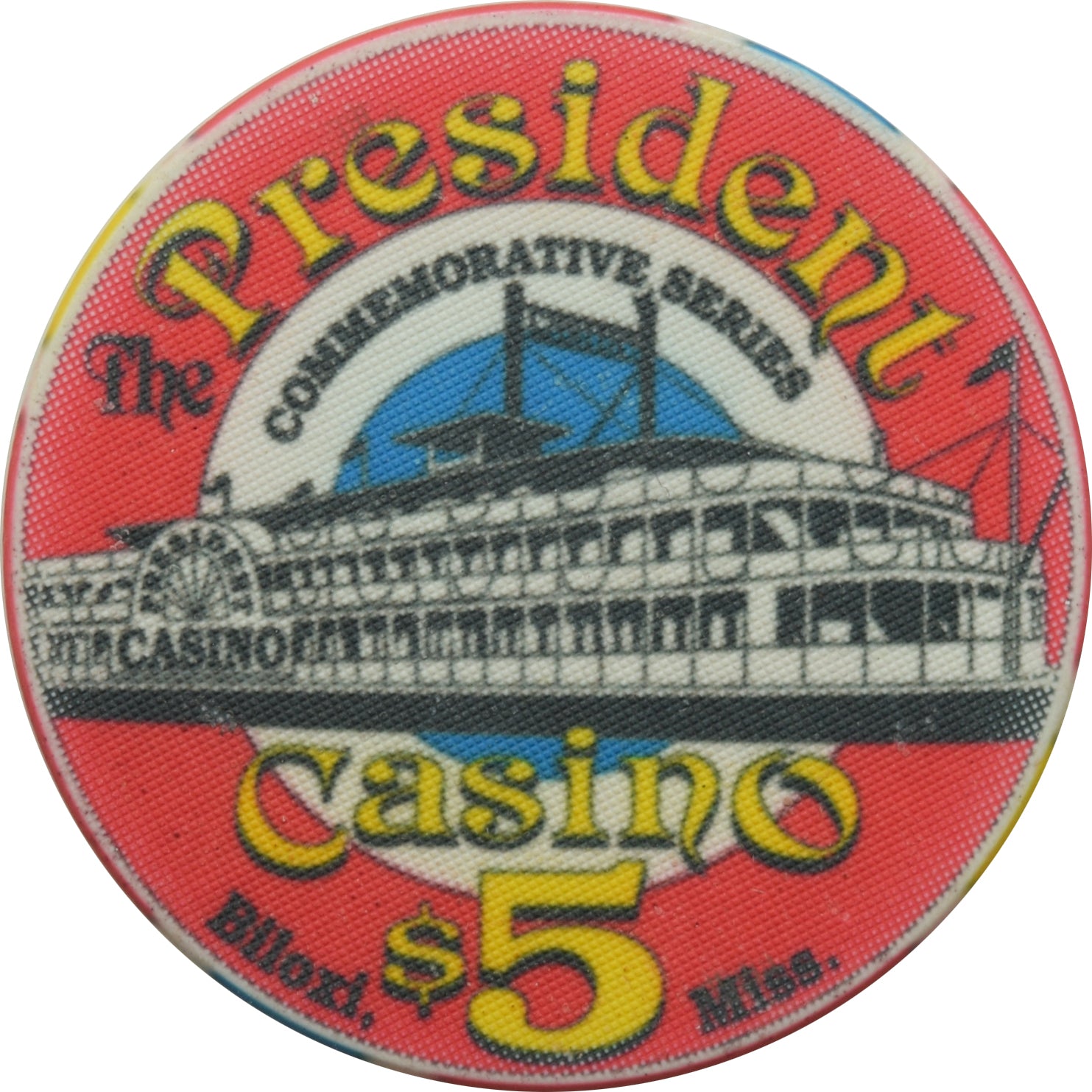 President Casino Biloxi Mississippi $5 Chip Commemorative Ceramic