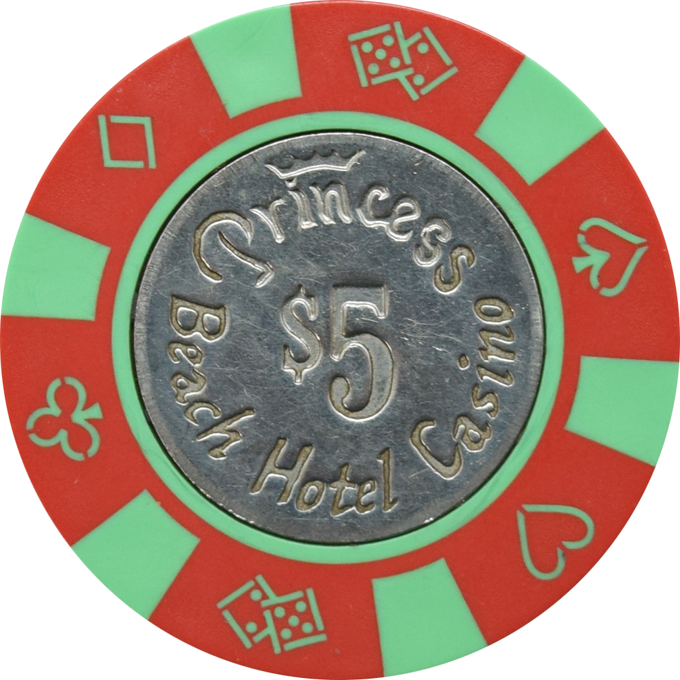 Princess Beach Casino Willemstad Curacao $5 Coin Inlay Chip