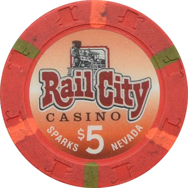 Rail City Casino Sparks Nevada $5 Chip 1997