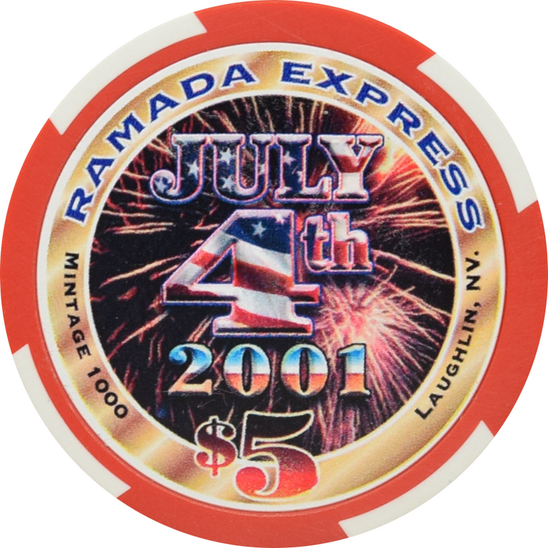 Ramada Express Casino Laughlin Nevada $5 Independence Day Chip 2001