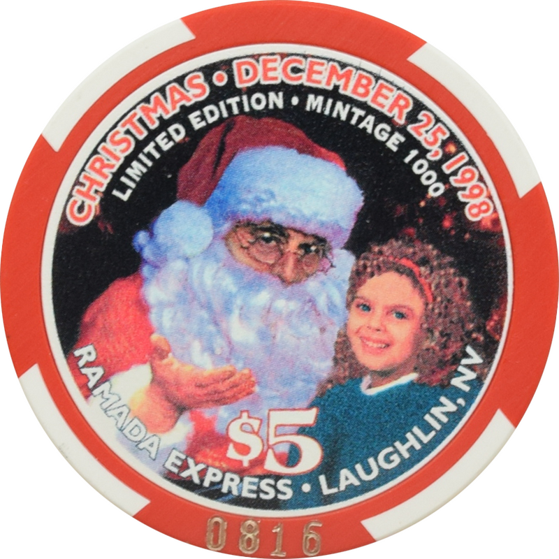 Ramada Express Casino Laughlin Nevada $5 Christmas Chip 1998