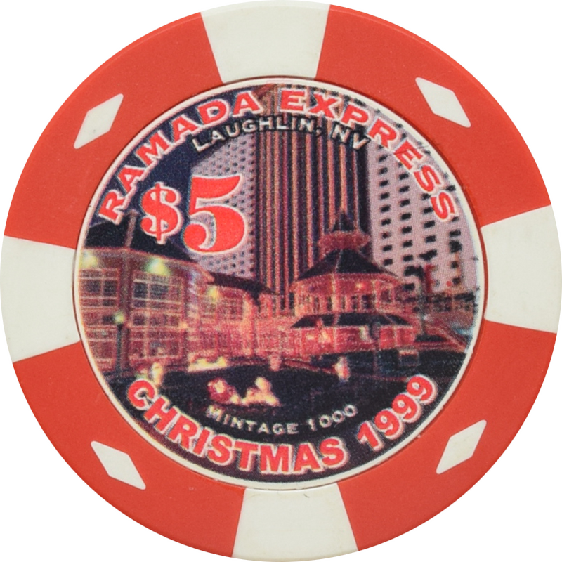 Ramada Express Casino Laughlin Nevada $5 Christmas Chip 1999