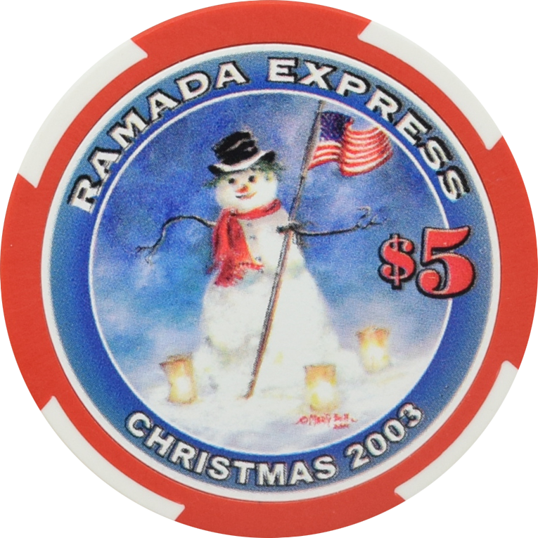 Ramada Express Casino Laughlin Nevada $5 Christmas Chip 2003