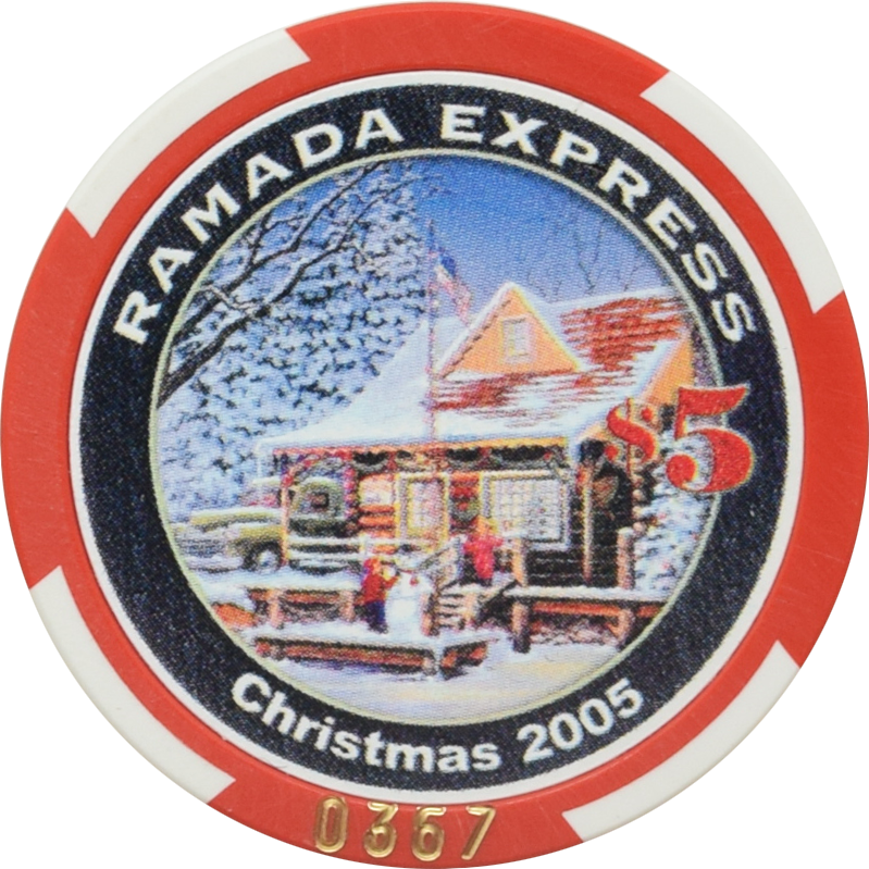 Ramada Express Casino Laughlin Nevada $5 Christmas Chip 2005