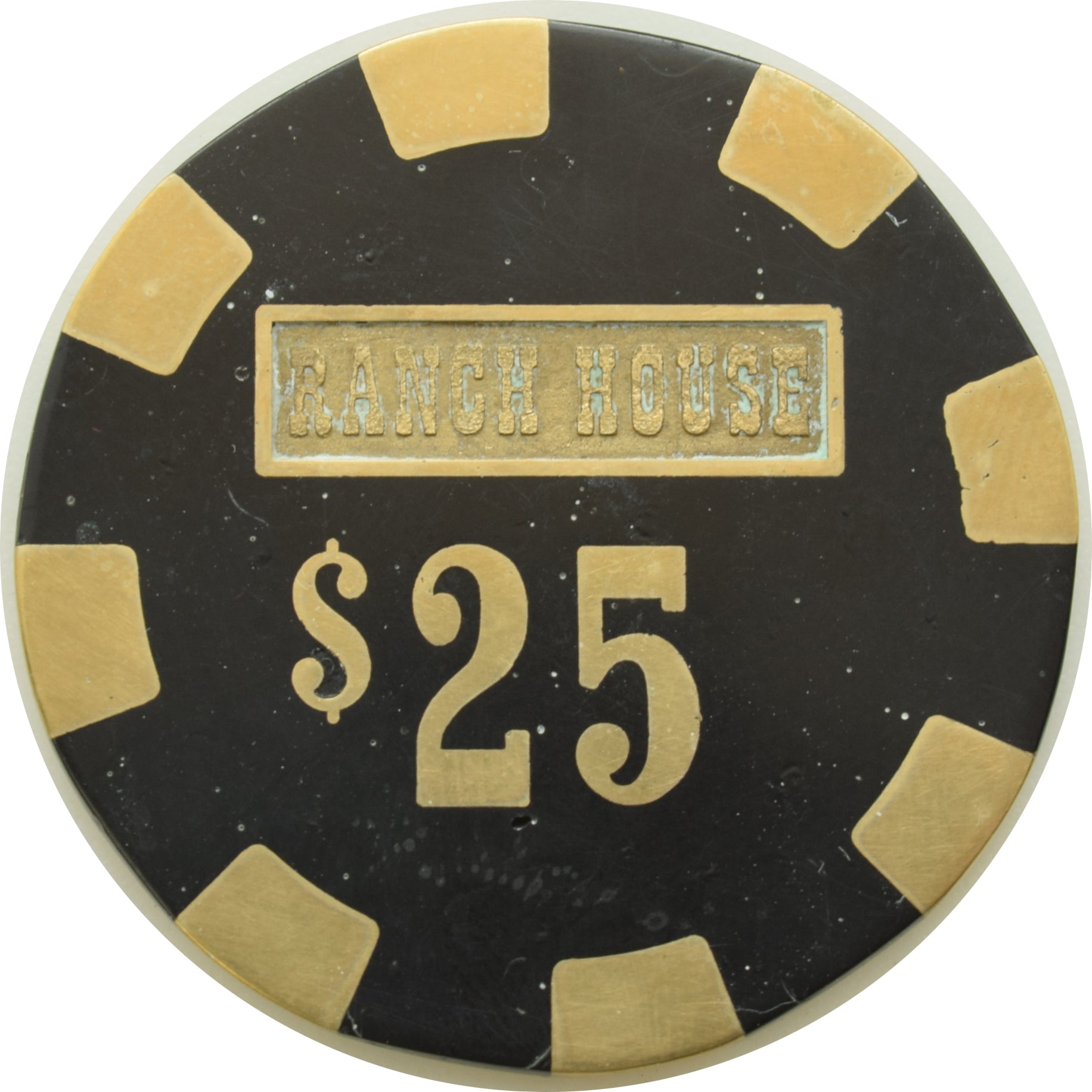 Ranch House Casino Wells Nevada $25 Repaired Chip 1980