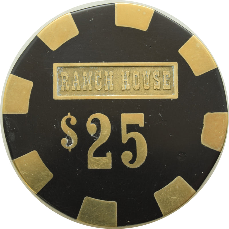 Ranch House Casino Wells Nevada $25 Repaired Chip 1980