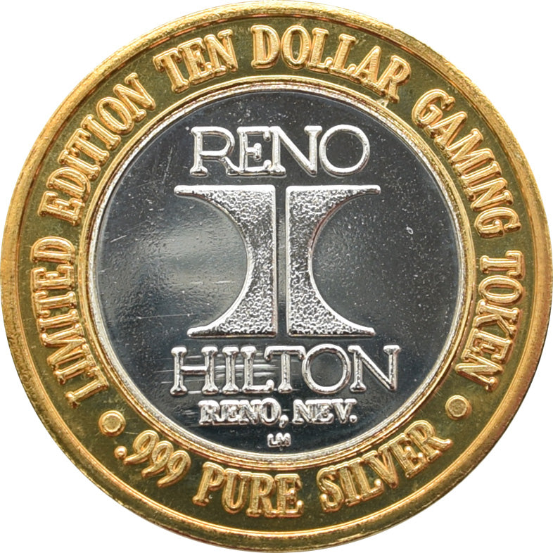 Reno Hilton Casino "2 Horses" $10 Silver Strike .999 Fine Silver 1994