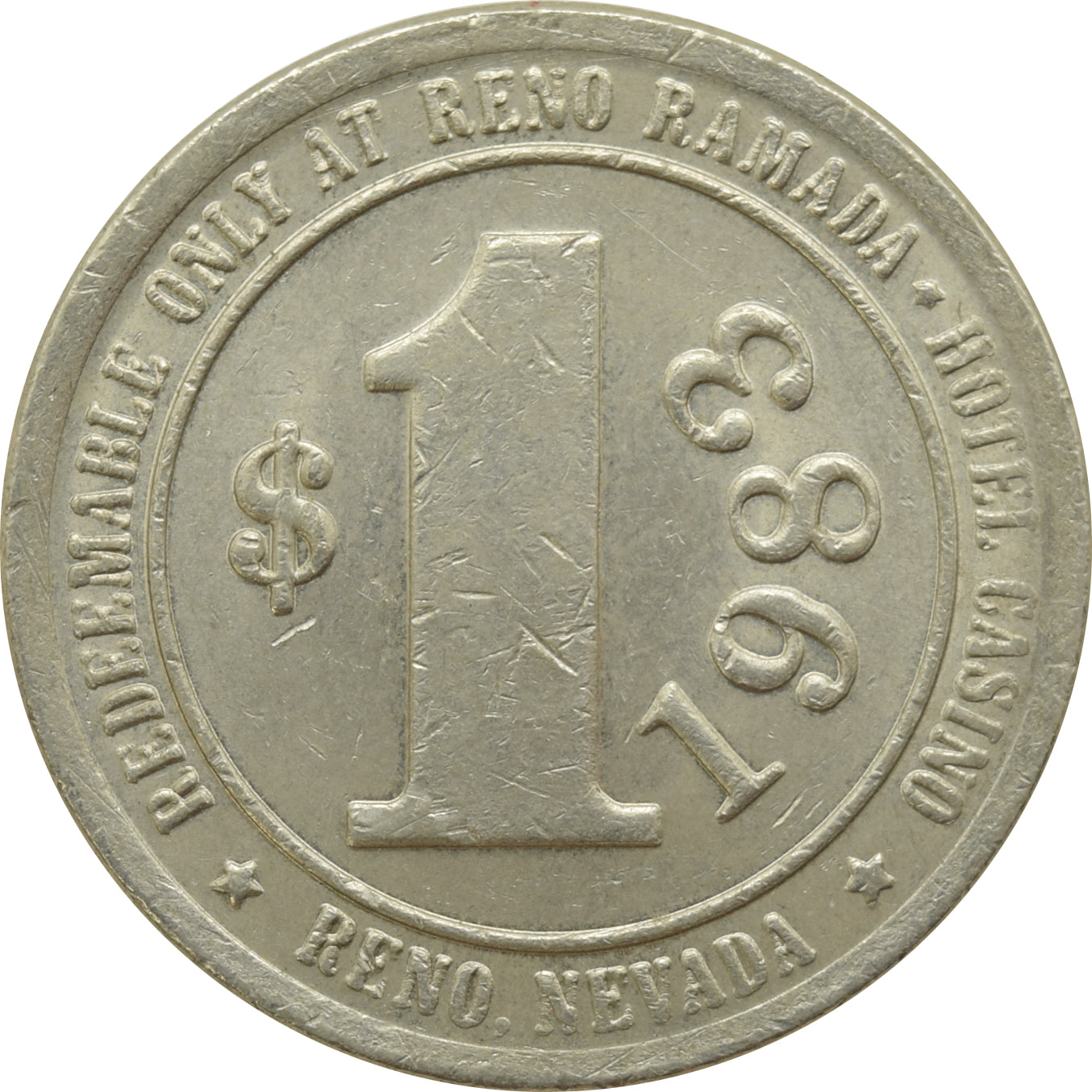 Reno Ramada Casino Reno NV $1 Token 1983