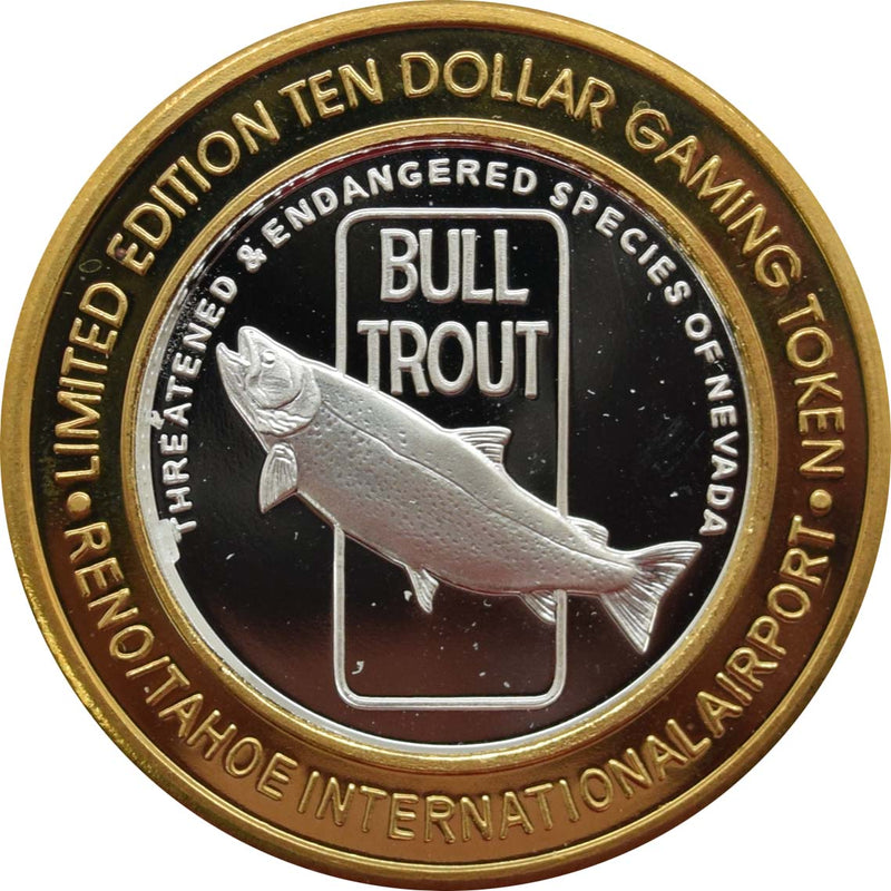 Reno/Tahoe International Airport Casino Reno "Bull Trout" $10 Silver Strike .999 Fine Silver 2006