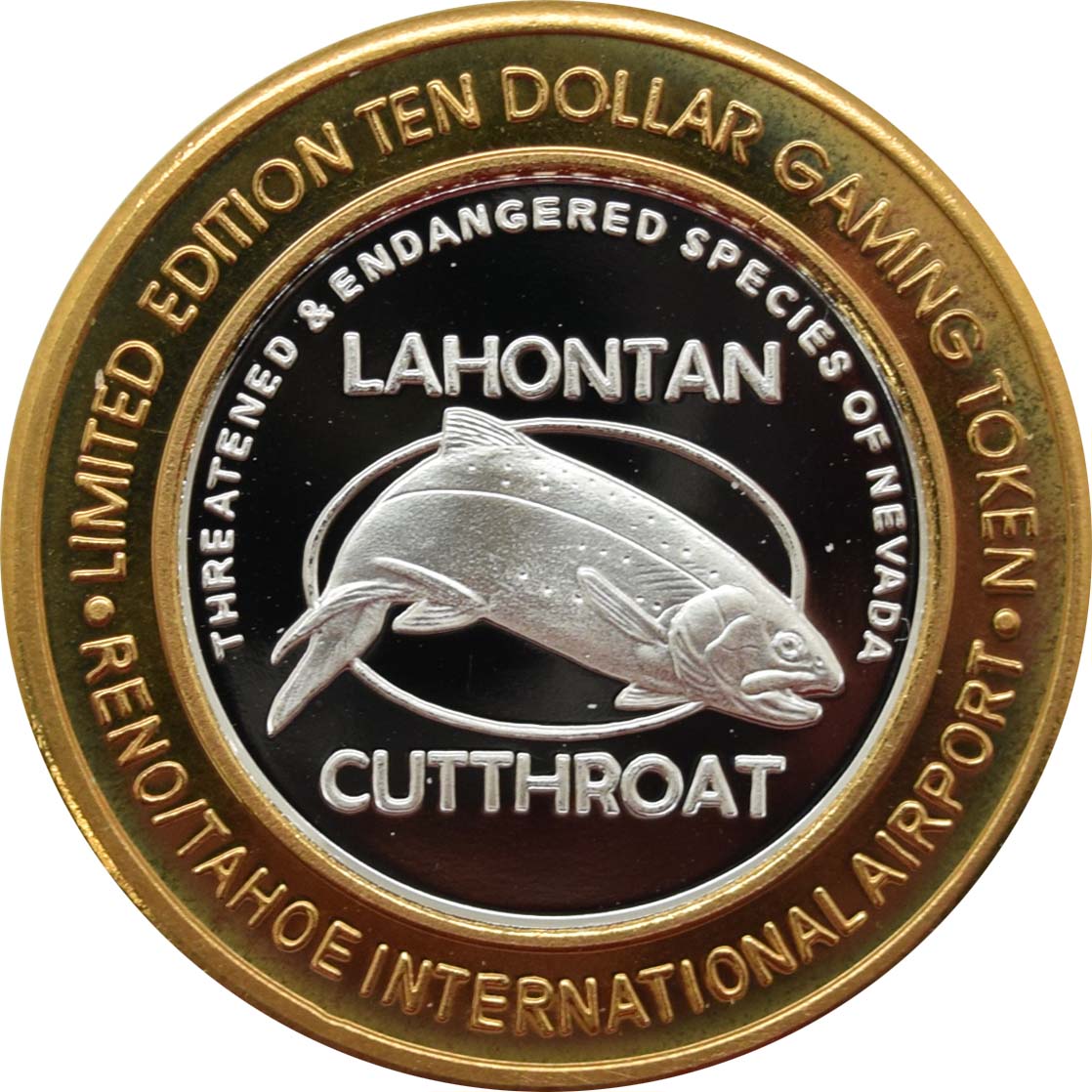 Reno/Tahoe International Airport Casino Reno "Lahontan Cutthroat" $10 Silver Strike .999 Fine Silver 2006