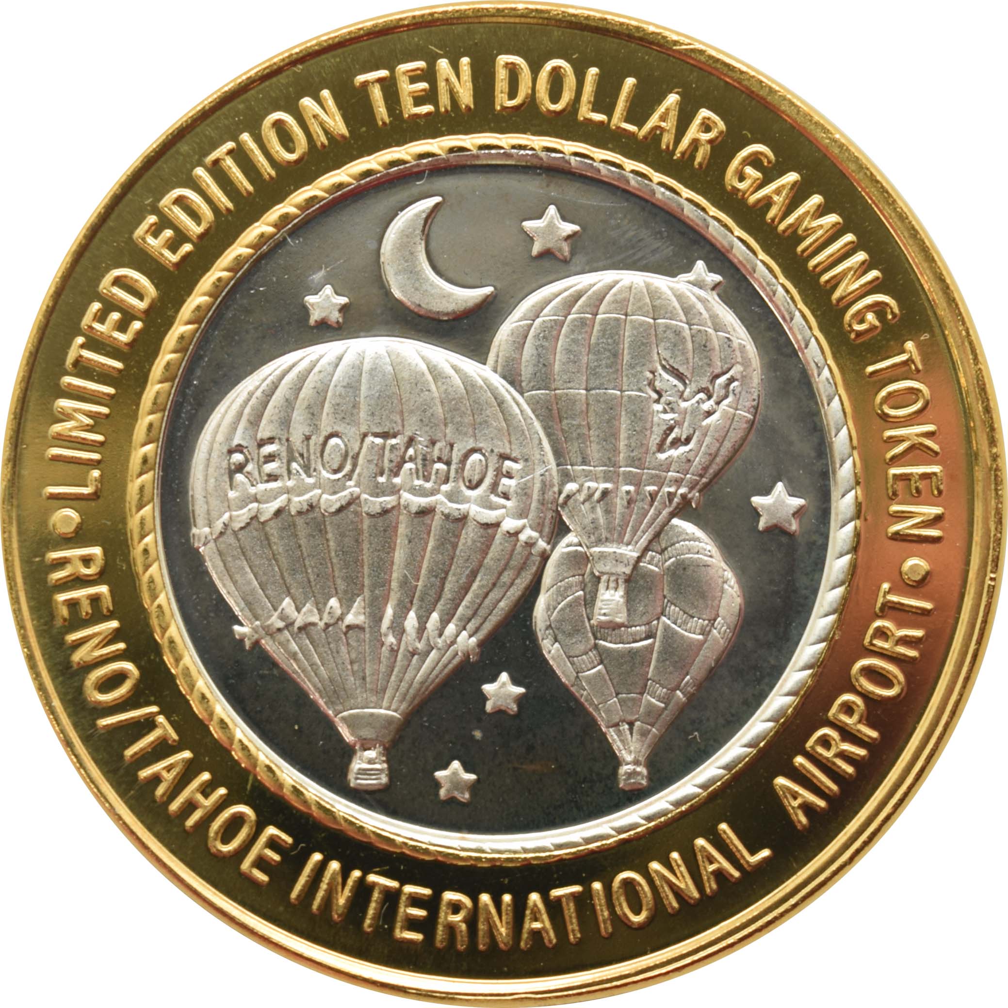 Reno/Tahoe International Airport Casino Reno "Hot Air Balloons" $10 Silver Strike .999 Fine Silver 1999